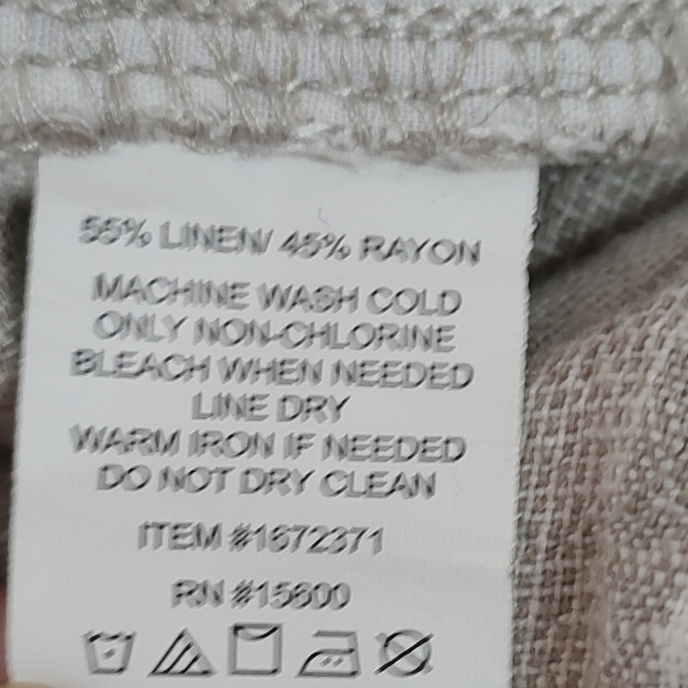 Briggs Beige/White Pull On Striped Wide Leg Linen Blend Pants Size XL - Picture 5 of 5